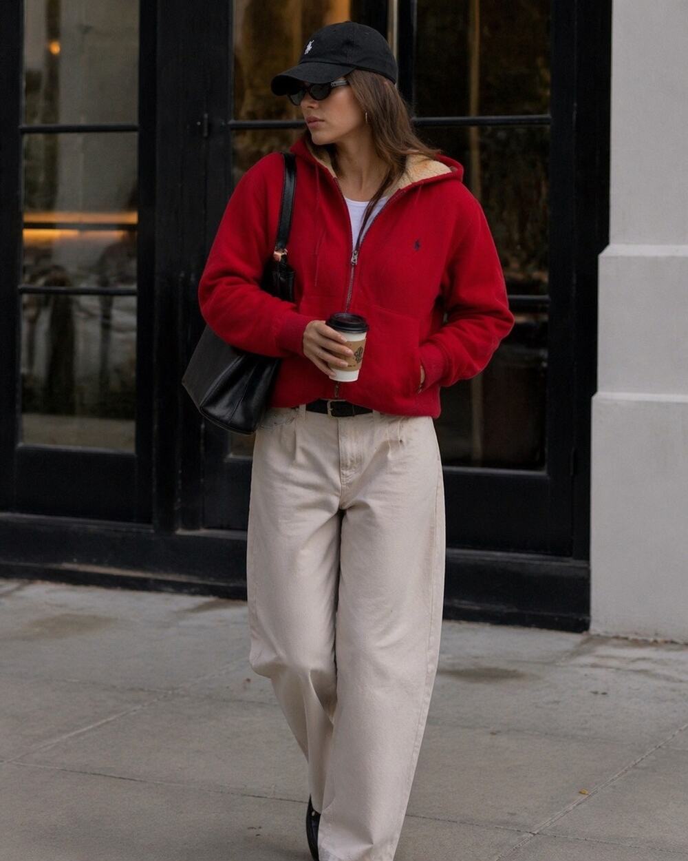 Vintage Polo Ralph Lauren Jacket Removable Hood Cherry Red Wool Large Full Zip